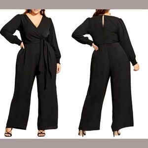 NEW $129 City Chic Synthesis Long Sleeve‎ Jumpsuit Black [ PLUS Large / 20 ]